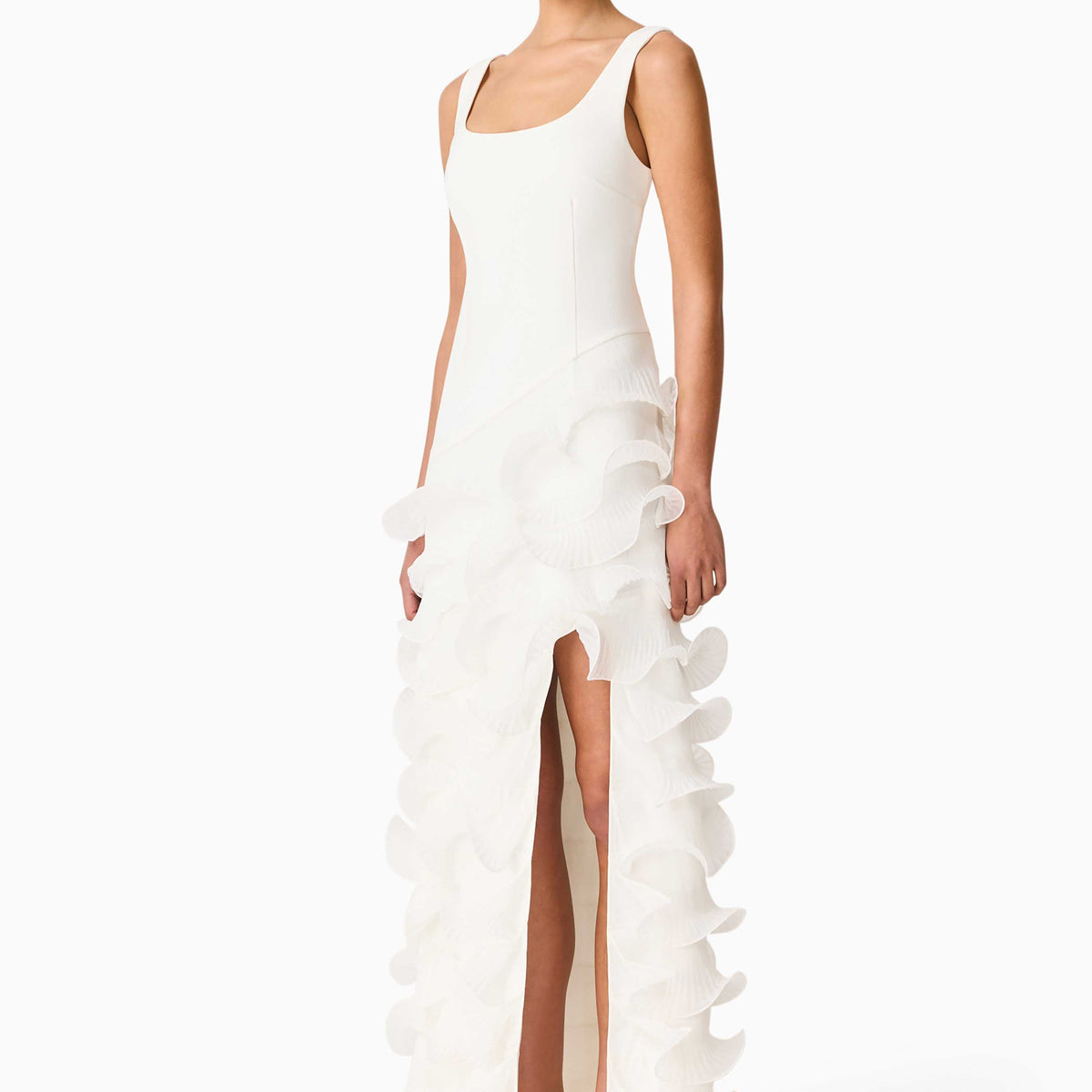 Rent Elliatt White Ruffle Maxi Dress