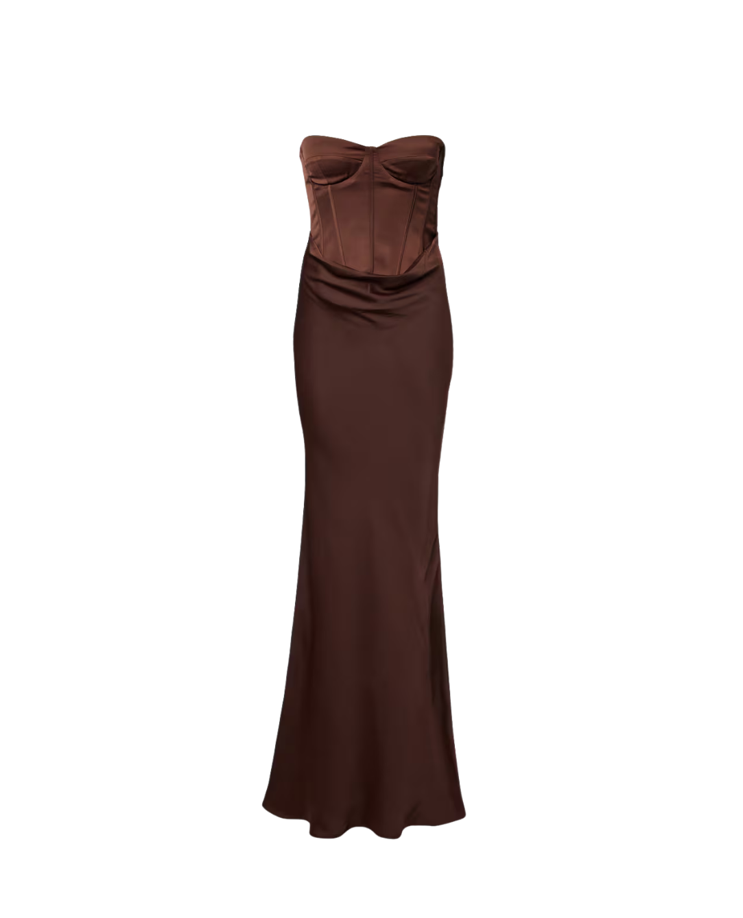 Rotate - Satin Bustier Robe in Chocolate