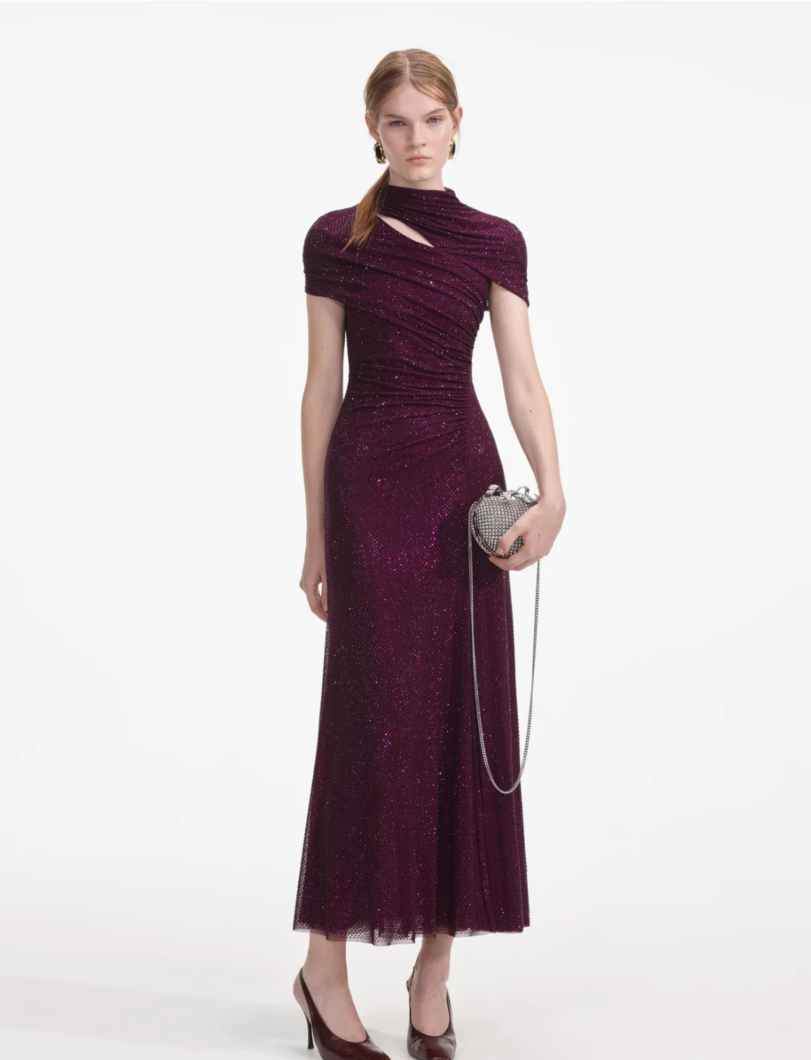 Self Portrait - Burgundy Rhinestone Dress – Wearr Self Portrait - Burgundy Rhinestone Dress – Wearr