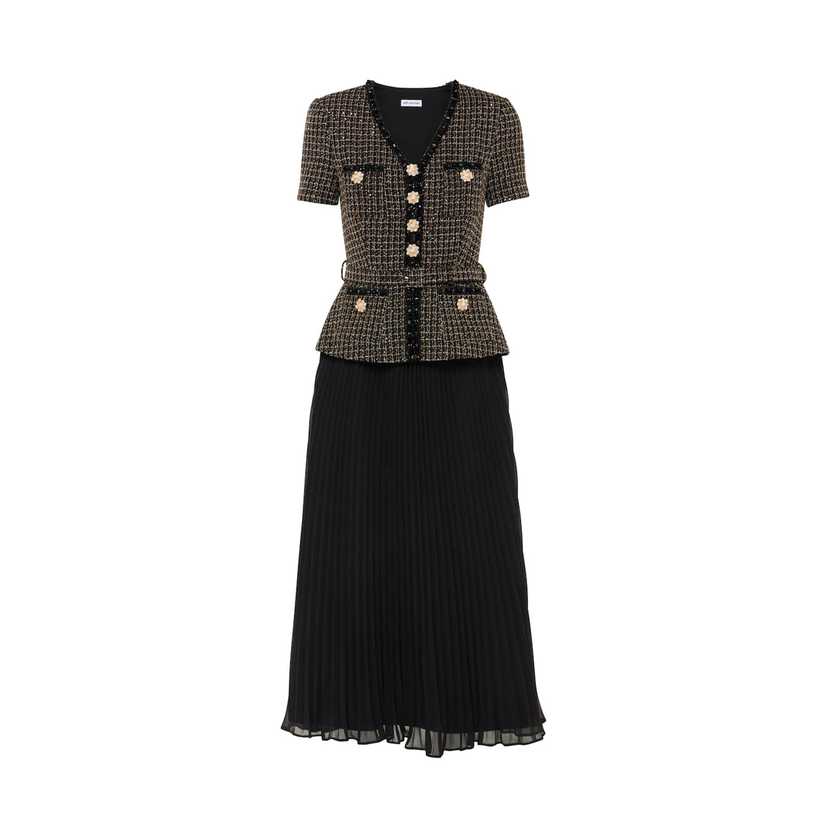 Self Portrait - Bouclé & Chiffon Dress